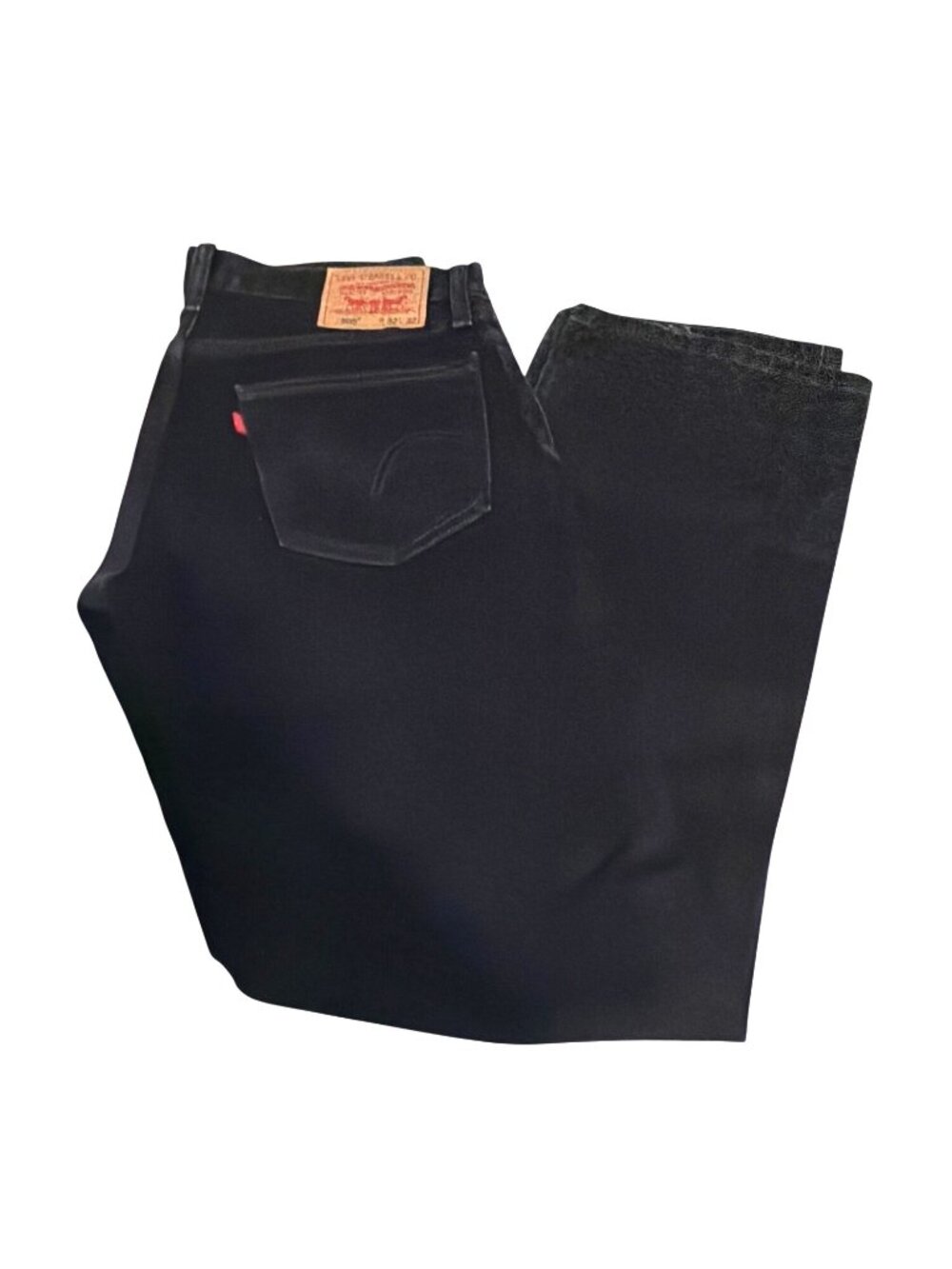 Levis 505 Mens Black Straight-Leg Jeans W32 L32 Classic Fit Denim Pants